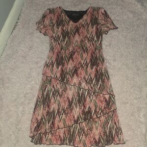 Connected Apparel Multicolor Chevron Midi Dress